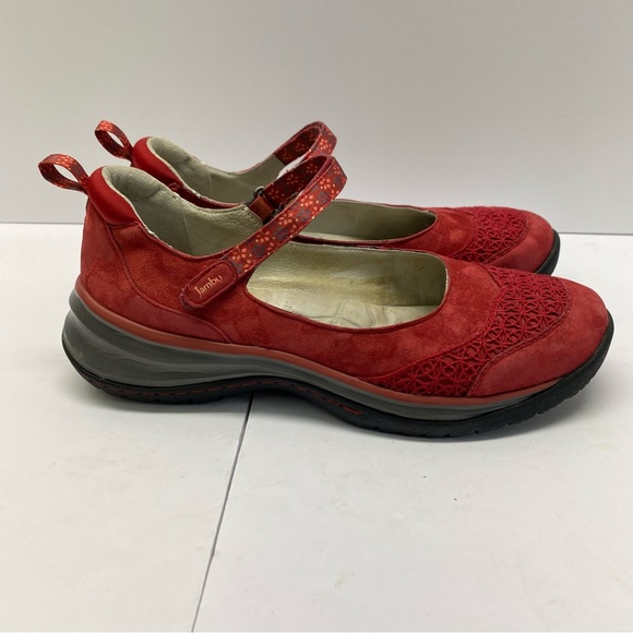 Jambu Shoes - JAMBU sz 8.5 M Cornflower Casual Mary Janes Red Suede Non Slip Walking Mem Foam